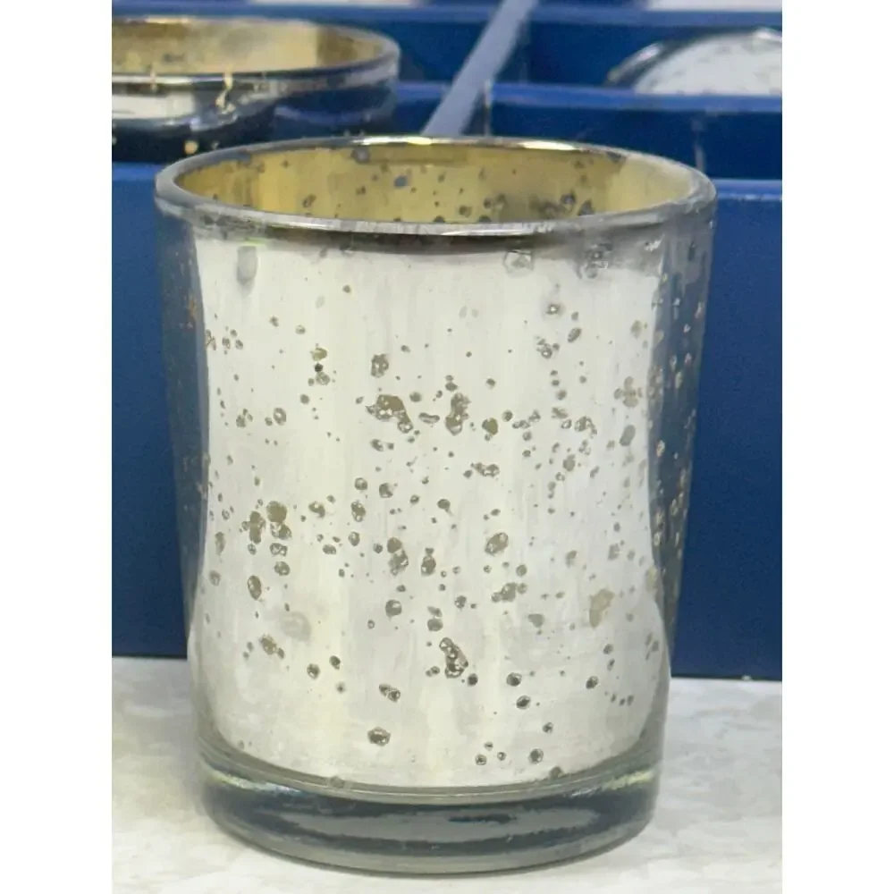 Pier 1 Mercury Glass Votive Holders Speckled Antique Design Finish-Set of 12